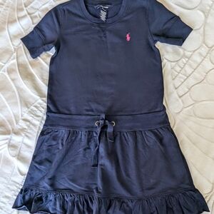 Ralph Lauren Blue Ruffled Tie Front Casual Dress